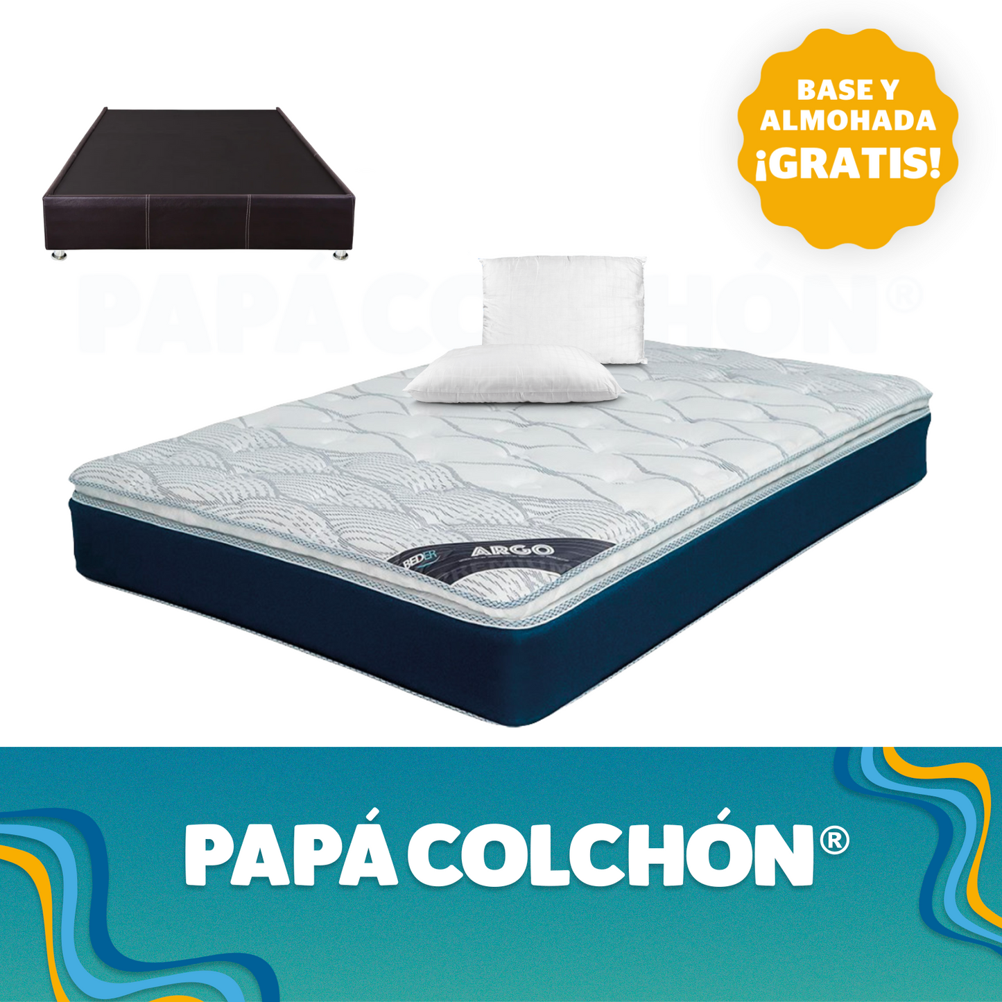 Colchón Beder King Size Argo + Base y almohada ¡GRATIS!