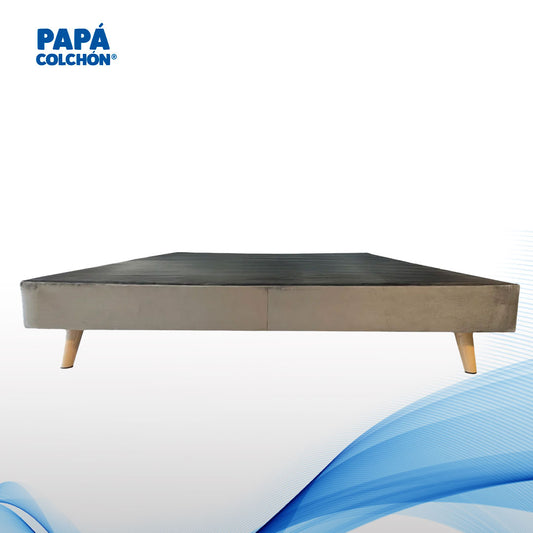 box matrimonial, box con funda terciopelo, box elegante, box de madera de pino, box con madera 3/4, box con cubierta reforzada, box con tapiz en tela tactopiel, box con patas de madera, box con patas de 15 cm, box duradero, box de alta calidad, box de lujo para dormitorio, box con tapiz premium, box con soporte de madera, box sofisticado, box matrimonial con elegancia, base matrimonial terciopelo, box con diseño moderno, base con tapiz fácil de limpiar, box con diseño robusto, box con estilo exclusivo, box