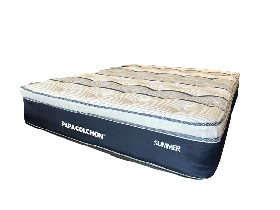 colchón individual, colchón con sistema pillow top, colchón con placas de espuma de poliuretano, colchón con tela importada de punto, colchón con resorte tipo bonell, colchón con resorte moldeado, colchón con alambre de alto carbono, colchón con resorte calibre 13, colchón con aislante aglomerado de fibra textil, colchón con fibra textil horneada, colchón con resinado con acrilato de polivinilo, colchón con gran firmeza, colchón con acojinamiento de placa, colchón con fibras sintéticas, colchón con placa 